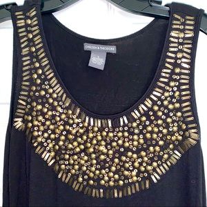 Chelsea & Theodore Maxi - Size S - Black with Gold Beading
